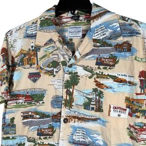 David Carey Men's Small San Diego Destinations‎ Map Button Hawaiian Shirt Padres